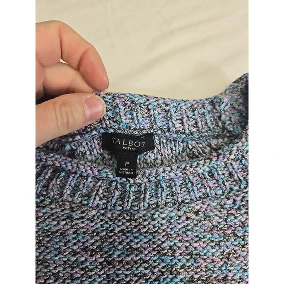 Talbots Sweater Women's Size Petite Small?‎ Pastel Coastal Cotton Blend Crochet - Picture 3 of 6